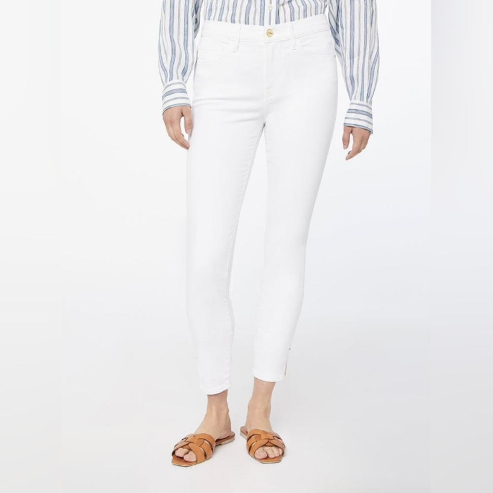 Aritzia Frame skinny jeans Le Skinny De Jeanne Crop White Mid Rise